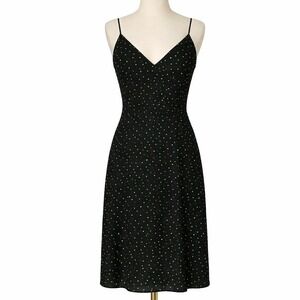 NEW Seduce Slip Dress Women's Size 6 Black Green Polka Dot
